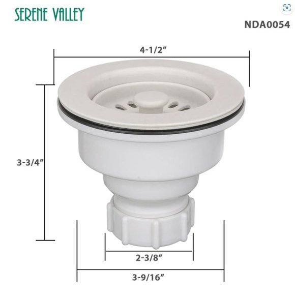 Serene Valley 3-1/2 inch Kitchen Sink Strainer Assembly with Stopper for Matchin - Picture 3 of 4